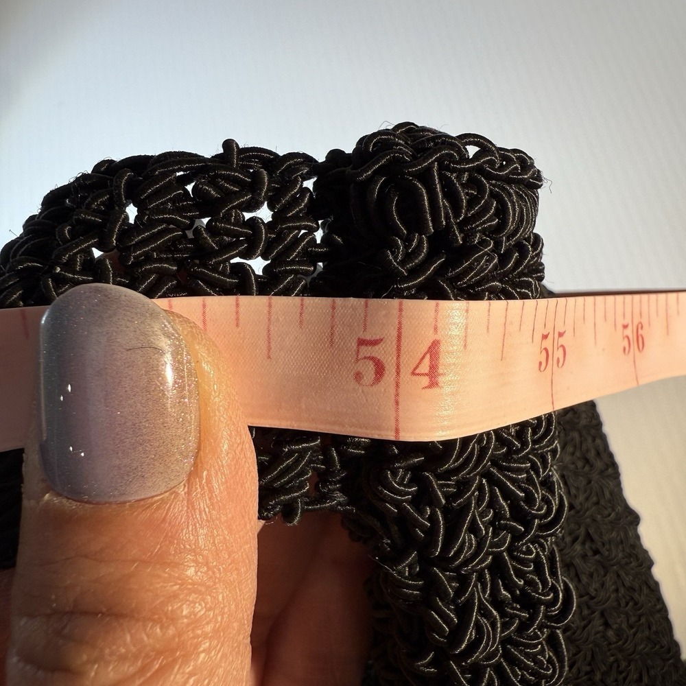 Vintage CHATEAU Crochet Crossbody Strap Purse Bag W/ Flap Coin Purse Boho Black - Picture 14 of 14